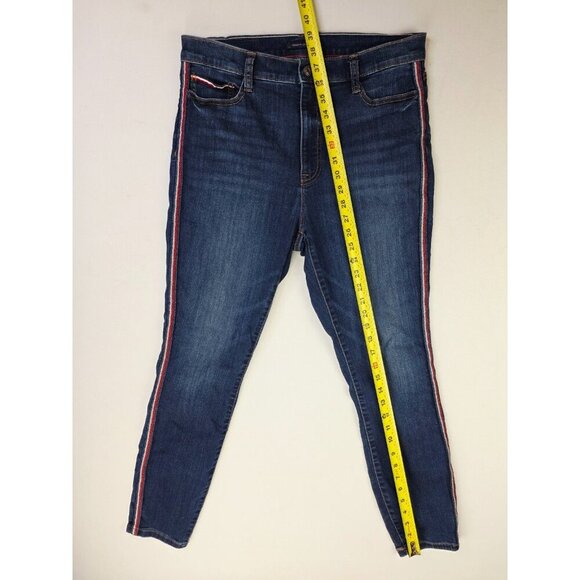Tommy Hilfiger 30X29 Size 10 Womens Slimming Tuxedo Stripe Blue Denim Logo Jeans - Picture 8 of 13